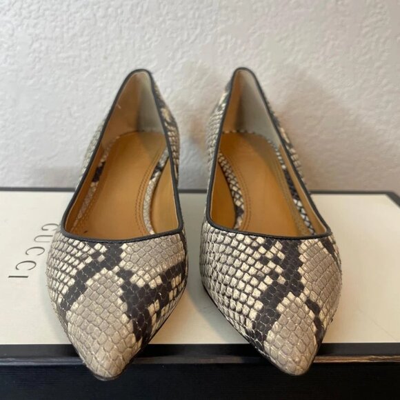 Tory Burch Pump Snake Skin Print Kitten High Heel Slip On Women's Size 5.5 M - Picture 1 of 9